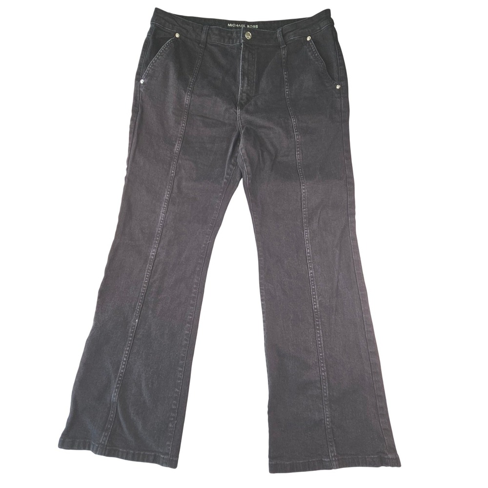 Michael Kors Black Flare Seam Front Jeans Womens 16 High Rise QF59090F95 Denim